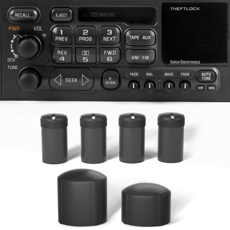 RDBS Radio Accessories 6 PCS Stereo Radio Volume Control Knobs Kit OEM Replacement for GMC Cadillac Chevrolet - Image 1